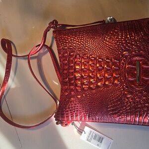 Brahim Red Croc-Embossed Crossbody Bag